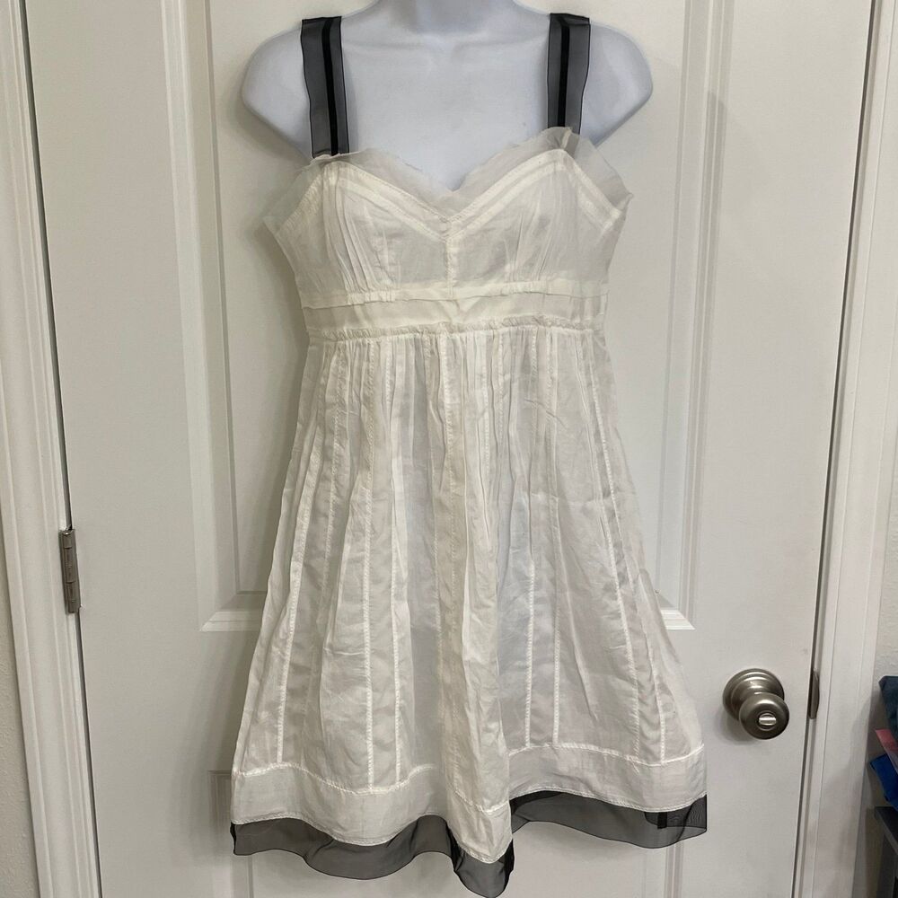 Ann Taylor Loft Black & White Cotton Babydoll Sundress Empire Mini -size 4P
